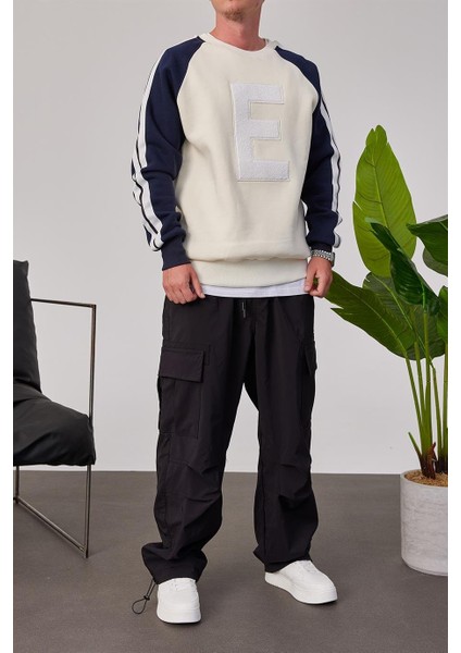 E Harf Baskılı Krem Sweatshirt modelleri
