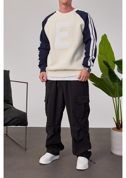 E Harf Baskılı Krem Sweatshirt indirimleri