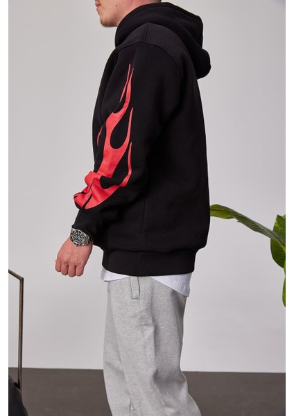 Cth Kolları Desenli Siyah Sweatshirt fiyatları
