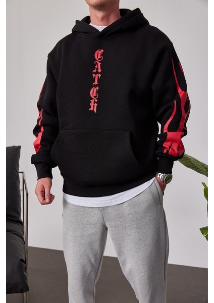 Cth Kolları Desenli Siyah Sweatshirt indirimleri