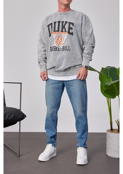 Duke Pota Baskılı Yıkamalı Gri Sweatshirt fırsatları