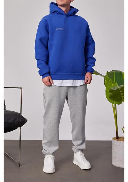 Cth Basic Mavi Kapüşonlu Sweatshirt