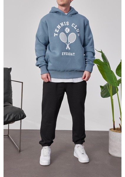 Tennis Club Mavi Kapüşonlu Sweatshirt modelleri
