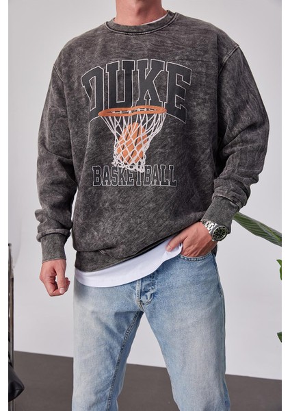 Duke Pota Baskılı Yıkamalı Füme Sweatshirt fiyatları