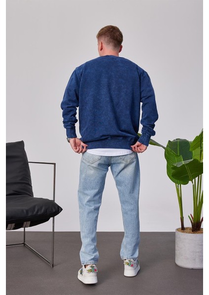 Duke Pota Baskılı Yıkamalı Lacivert Sweatshirt modelleri