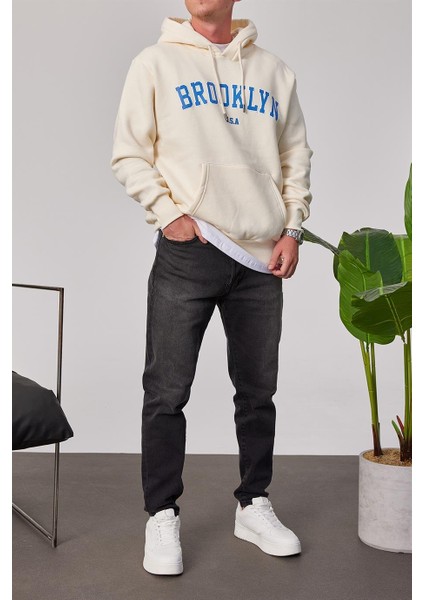 Brooklyn Baskılı Krem Sweatshirt