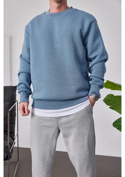 Basic Açık Mavi Şardonlu Sweatshirt fiyatları