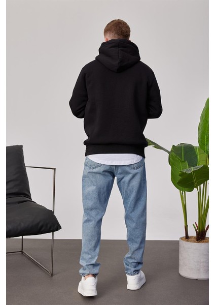 Brooklyn Baskılı Siyah Kapüşonlu Sweatshirt modelleri