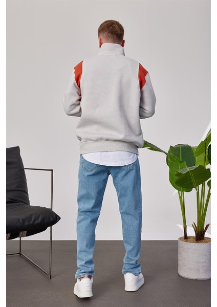 Chpions Yakası Fermuarlı Gri Sweatshirt modelleri