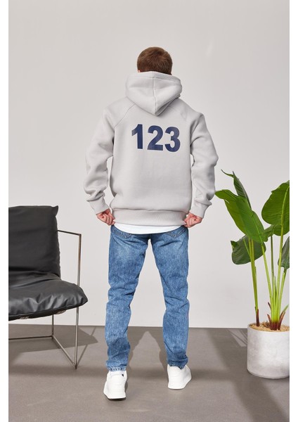 123 Baskılı Gri Kapüşonlu Sweatshirt fırsatları
