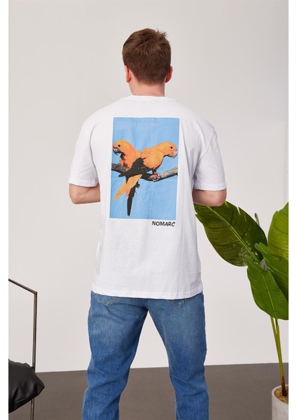Arka Papağan Detaylı Beyaz Tshirt modelleri