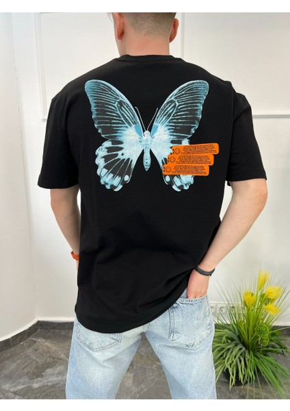 Arka Kelebek Desenli Siyah Tshirt fiyatları