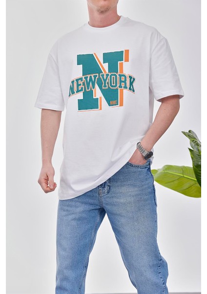 New York Beyaz Tshirt