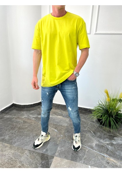 Düz Kesim Basic Sarı Tshirt
