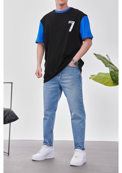 7 Baskılı Siyah Tshirt
