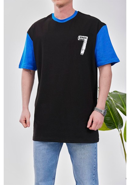 7 Baskılı Siyah Tshirt