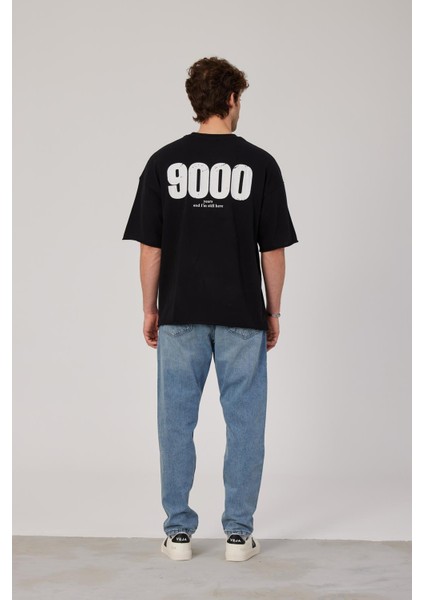 9000 Rakam Baskılı Siyah Tshirt