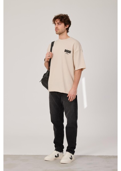 9000 Rakam Baskılı Krem Tshirt indirimleri