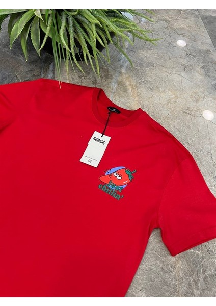 Just Chillin Kırmızı Tshirt modelleri