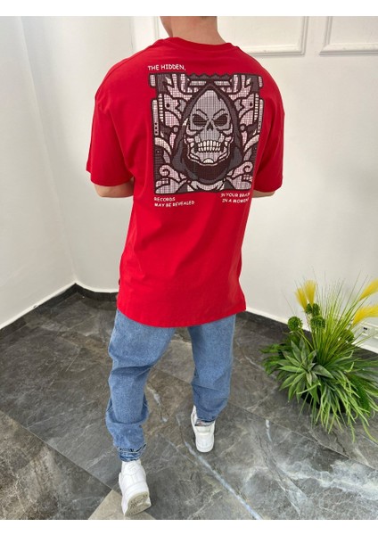 Hayalet Sırt Baskılı Kırmızı Tshirt fiyatları