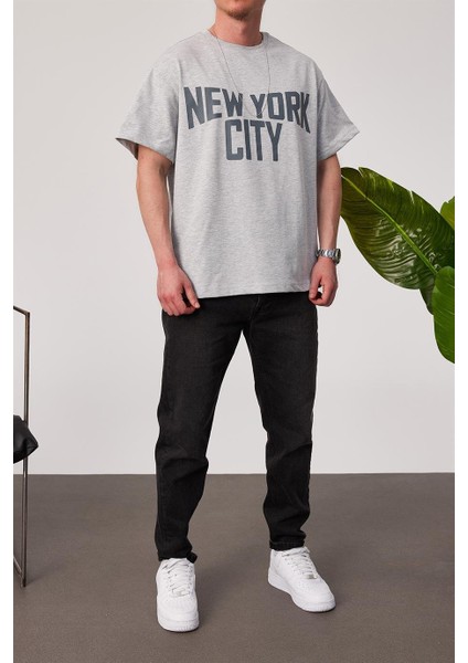 New York City Baskılı Gri Tshirt