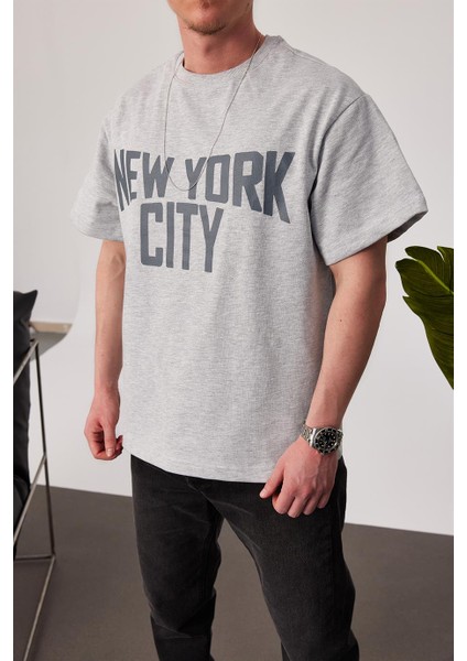 New York City Baskılı Gri Tshirt fiyatları