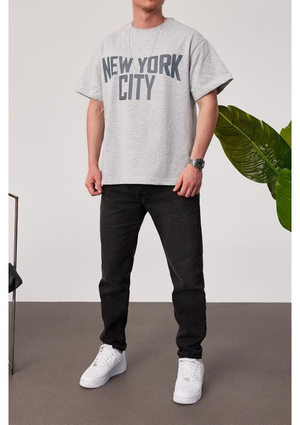 New York City Baskılı Gri Tshirt modelleri