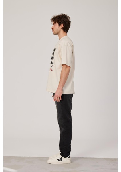 Exhibit Yazılı Ekru Tshirt modelleri