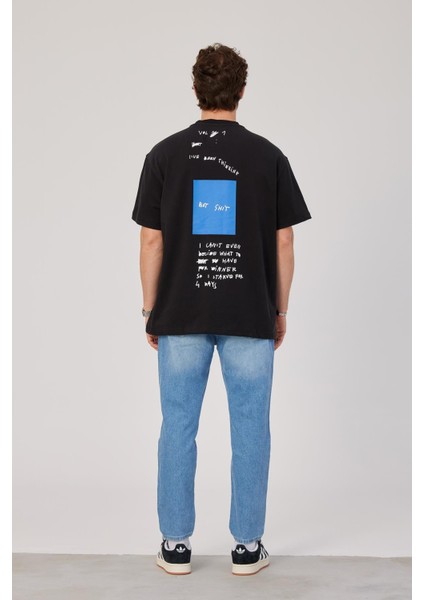 Karışık Yazılı Siyah Tshirt