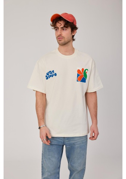 Renkli Baskılı Ekru Tshirt modelleri