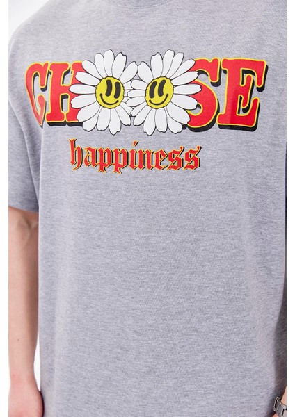 Choose Happiness Gri Tshirt fiyatları