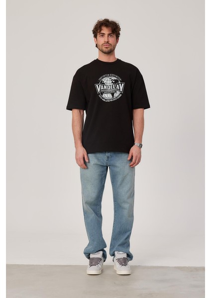 Vandelay Baskılı Siyah Tshirt