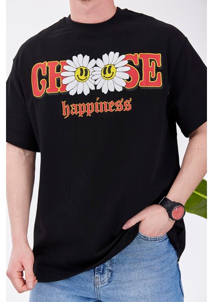 Choose Happiness Siyah Tshirt fiyatları