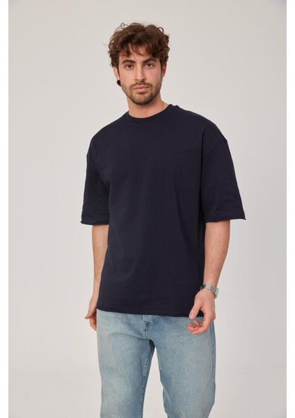 Lacivert Oversize Pis Kol Basic Tshirt fiyatları