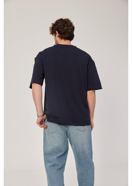 Lacivert Oversize Pis Kol Basic Tshirt modelleri