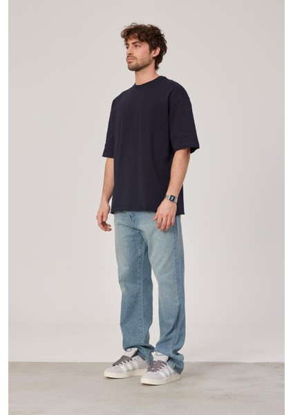 Lacivert Oversize Pis Kol Basic Tshirt fırsatları