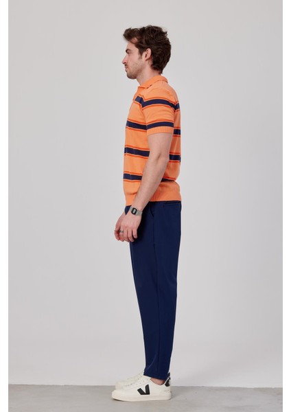 Enine Renkli Çizgili Turuncu Triko Kumaş Tshirt fırsatları