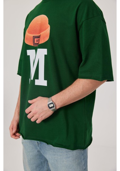 M Harf Baskılı Yeşil Tshirt fırsatları