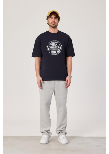 Vandelay Baskılı Lacivert Tshirt