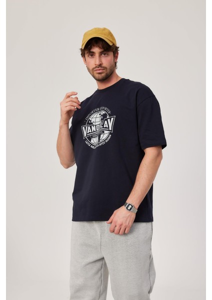 Vandelay Baskılı Lacivert Tshirt modelleri