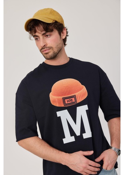 M Harf Baskılı Lacivert Tshirt fiyatları