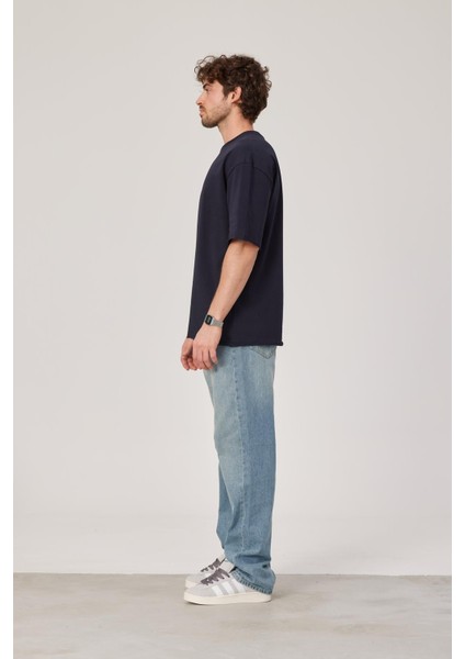 Lacivert Oversize Pis Kol Basic Tshirt indirimleri
