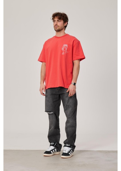 Nakışlı Heykel Baskılı Nar Çiçeği Tshirt indirimleri