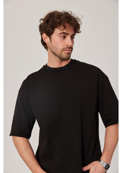 Siyah Oversize Pis Kol Basic Tshirt fiyatları