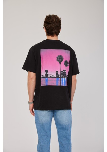 Malibu Baskılı Siyah Tshirt modelleri