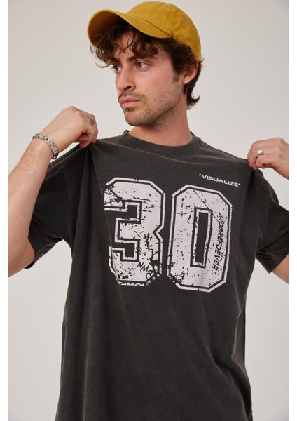 30 Rakam Baskılı Yıkamalı Füme Tshirt fiyatları