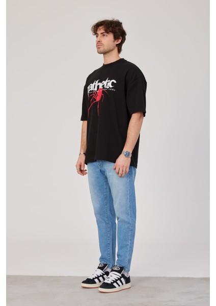 Pathetic Örümcek Baskılı Siyah Tshirt fiyatları