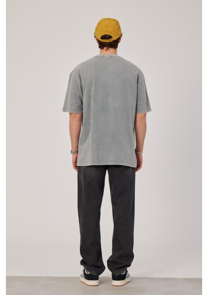 30 Rakam Baskılı Yıkamalı Gri Tshirt indirimleri