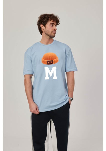 M Harf Baskılı Bebe Mavisi Tshirt