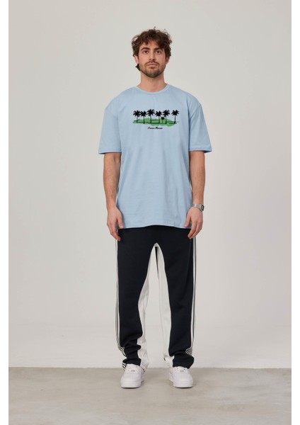 Hawaii Baskılı Bebe Mavisi Tshirt